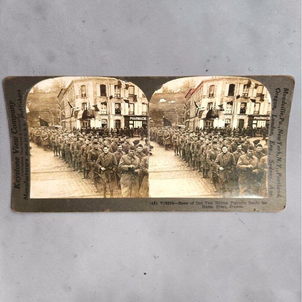 WWI Keystone Stereoview V19266 Two Million Fighters Ready for Home Brest France